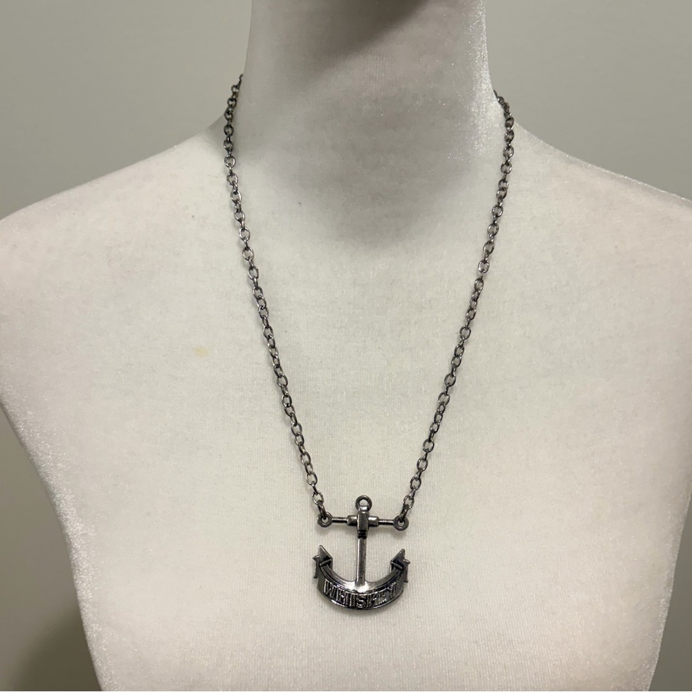 Sourpuss Clothing Silver Anchor Whiskey Necklace
